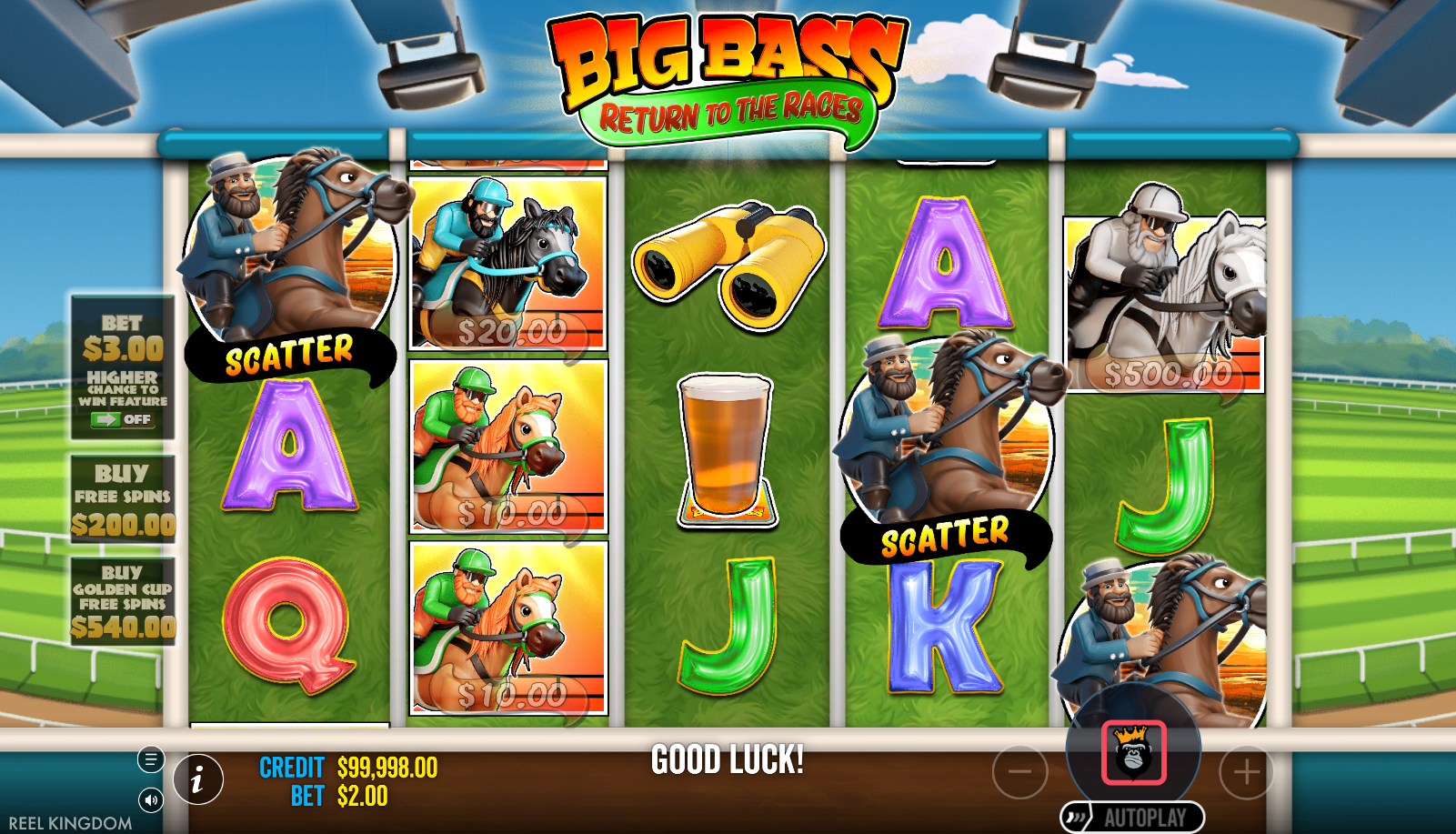 Big Bass Return to the Races slot gameplay screenshot