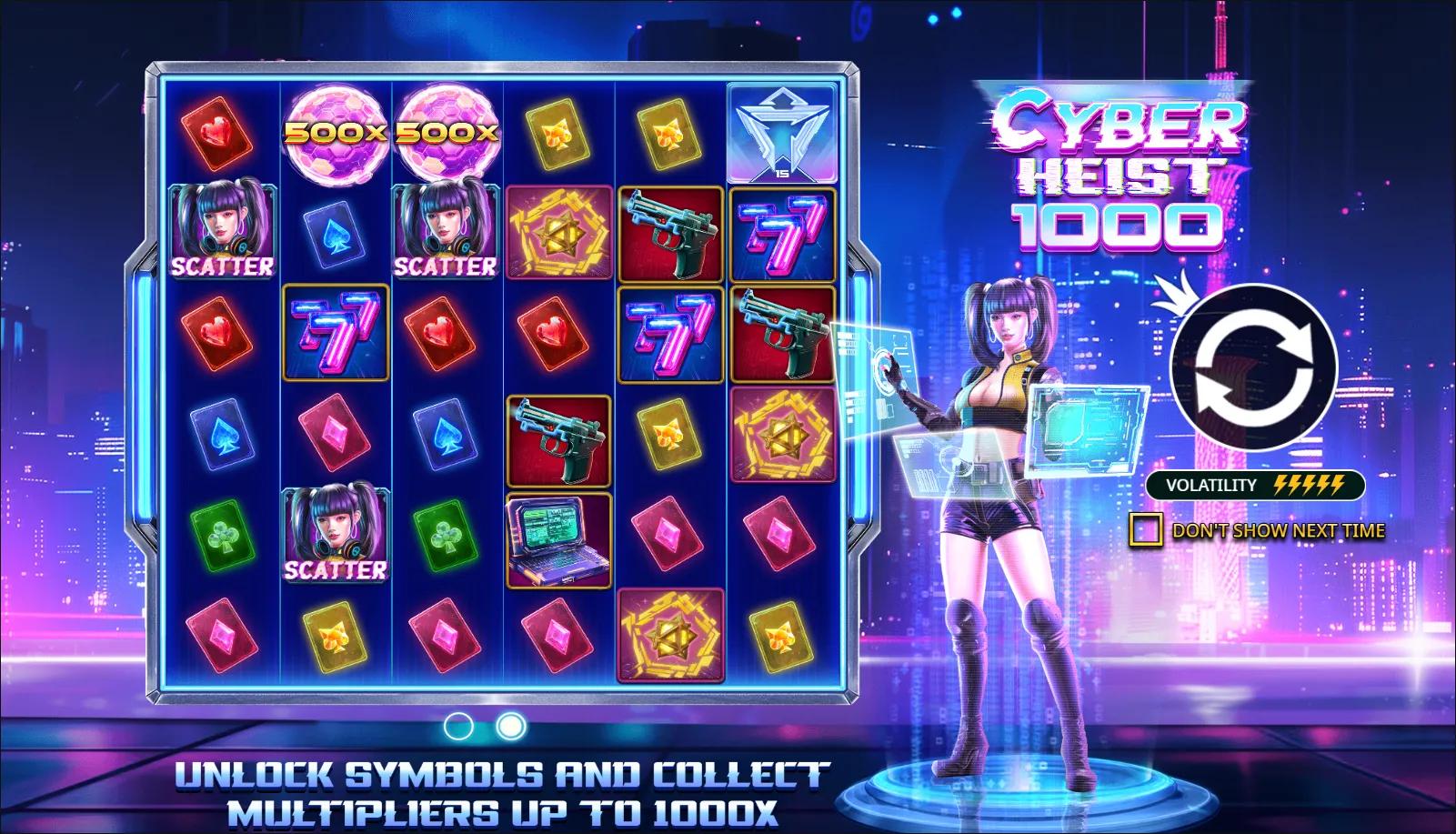 Cyber Heist 1000 by Pragmatic Play with Ante Bet on Cyberpunk-themed reels