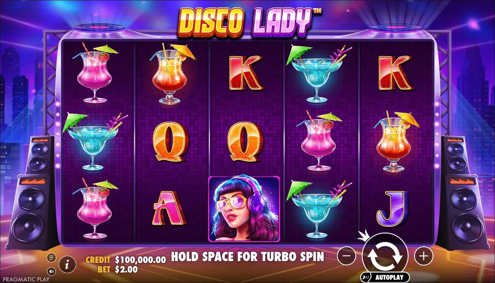 Disco slot Disco Lady from Pragmatic Play during gameplay