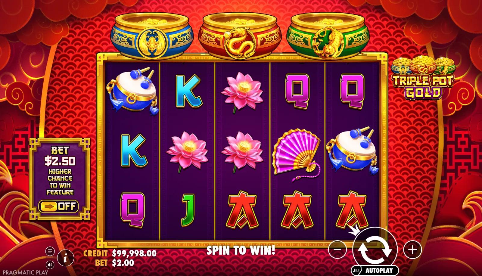 Pragmatic Play's Triple Pot Gold slot - Asian theme, very-high volatility action