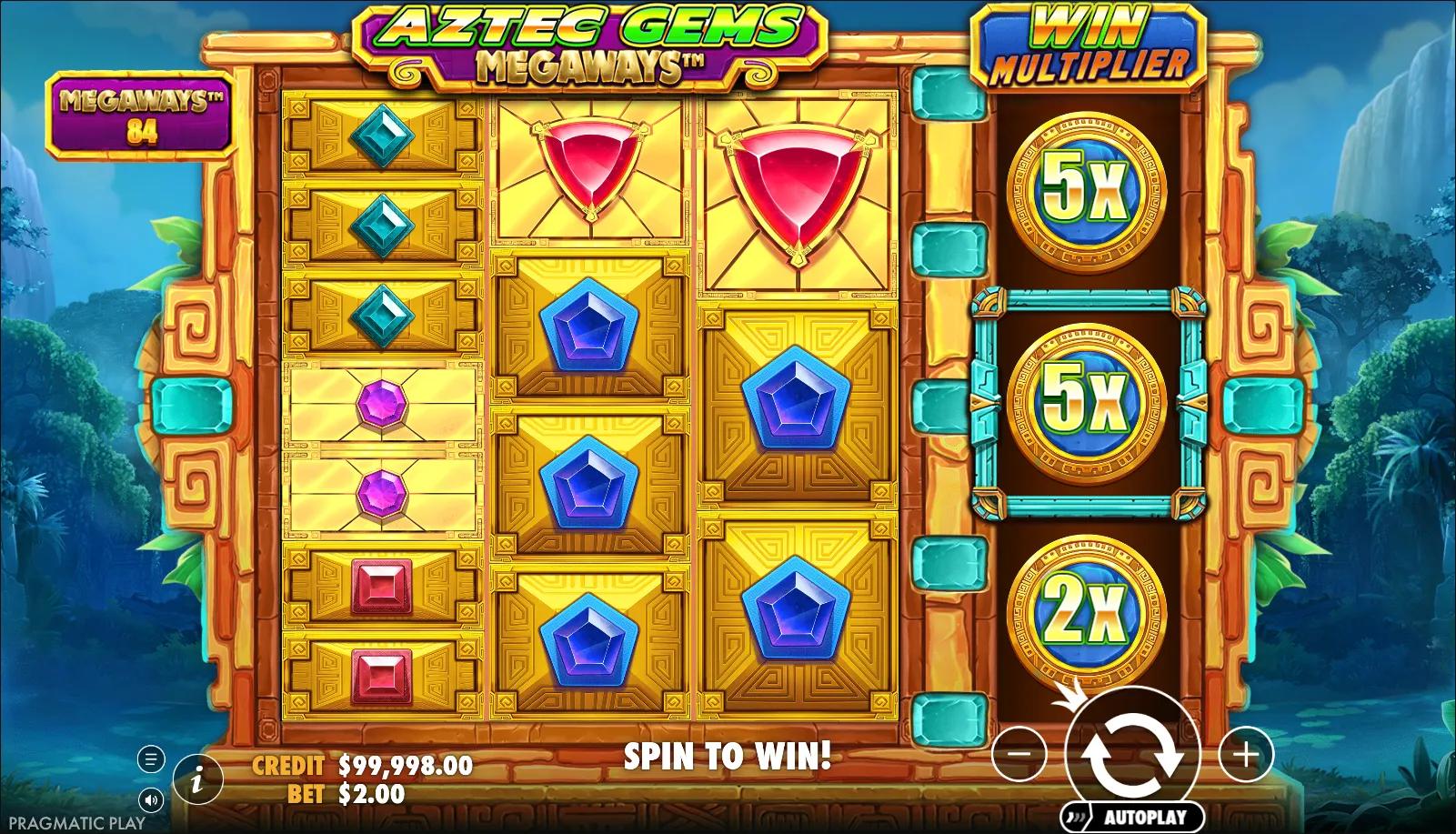 Aztec Gems Megaways slot gameplay screenshot