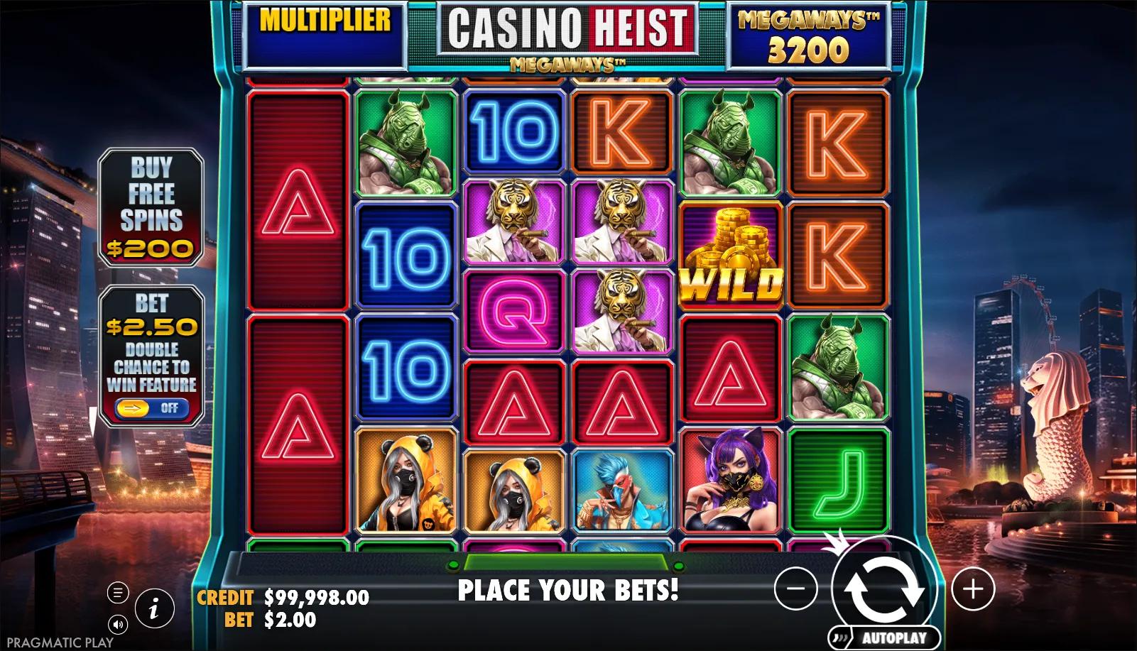 Casino Heist Megaways by Pragmatic Play - Crime theme with cascading reels