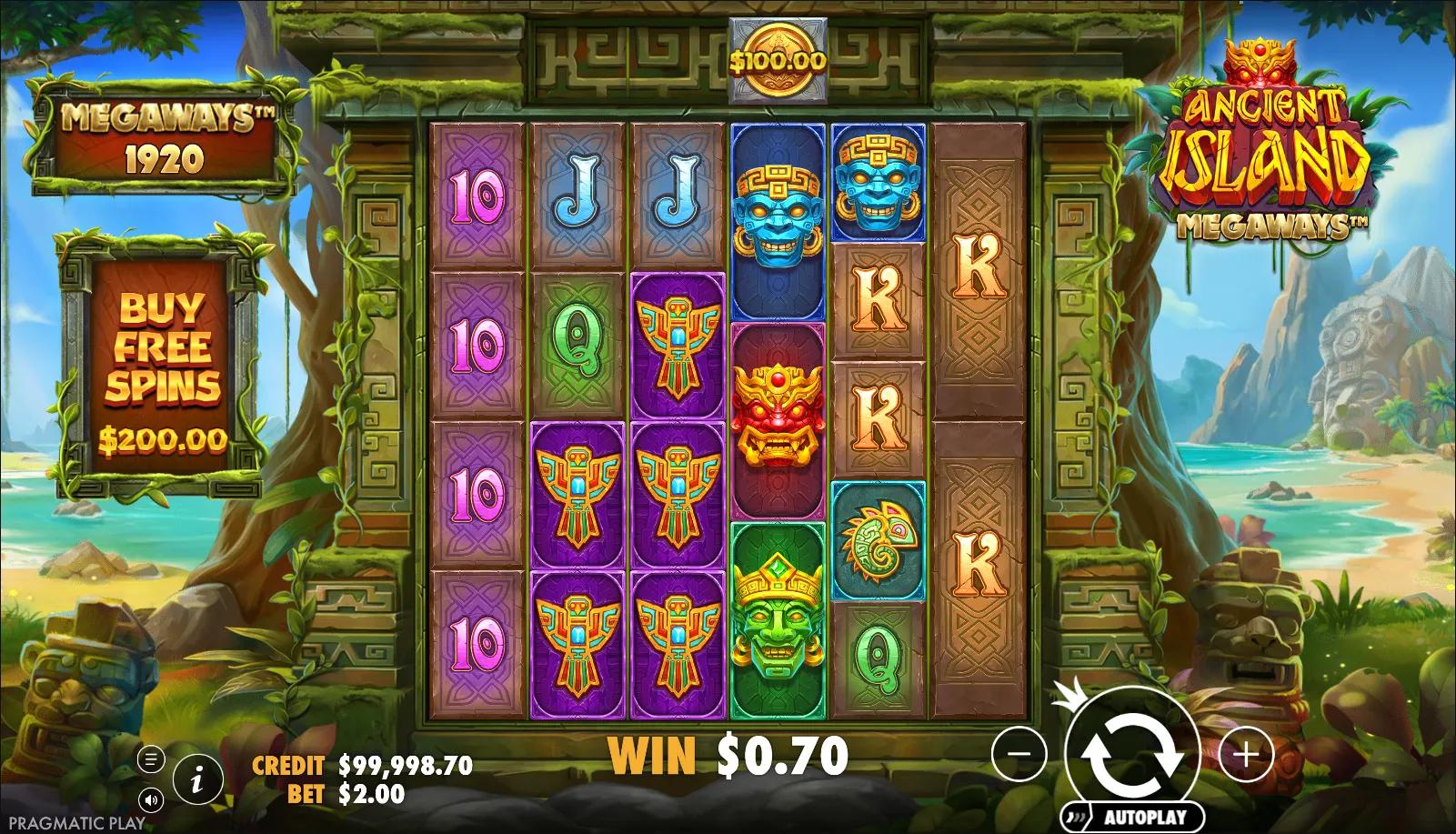 Ancient Island Megaways slot gameplay screenshot
