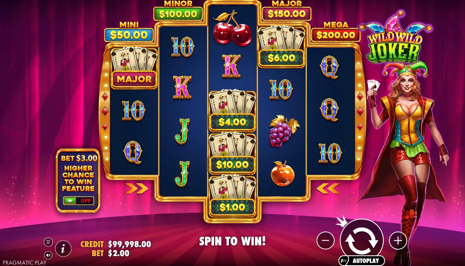 Wild Wild Joker by Pragmatic Play with Ante Bet on Carnival-themed reels