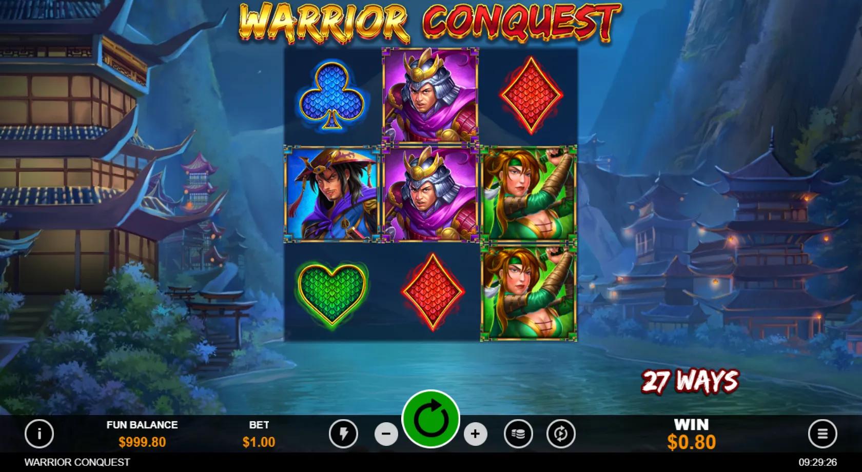 Warrior Conquest slot gameplay screenshot