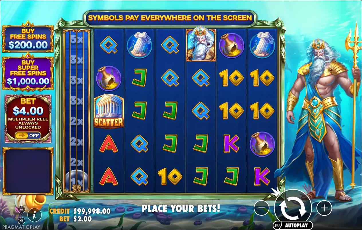 Waves of Poseidon slot gameplay screenshot