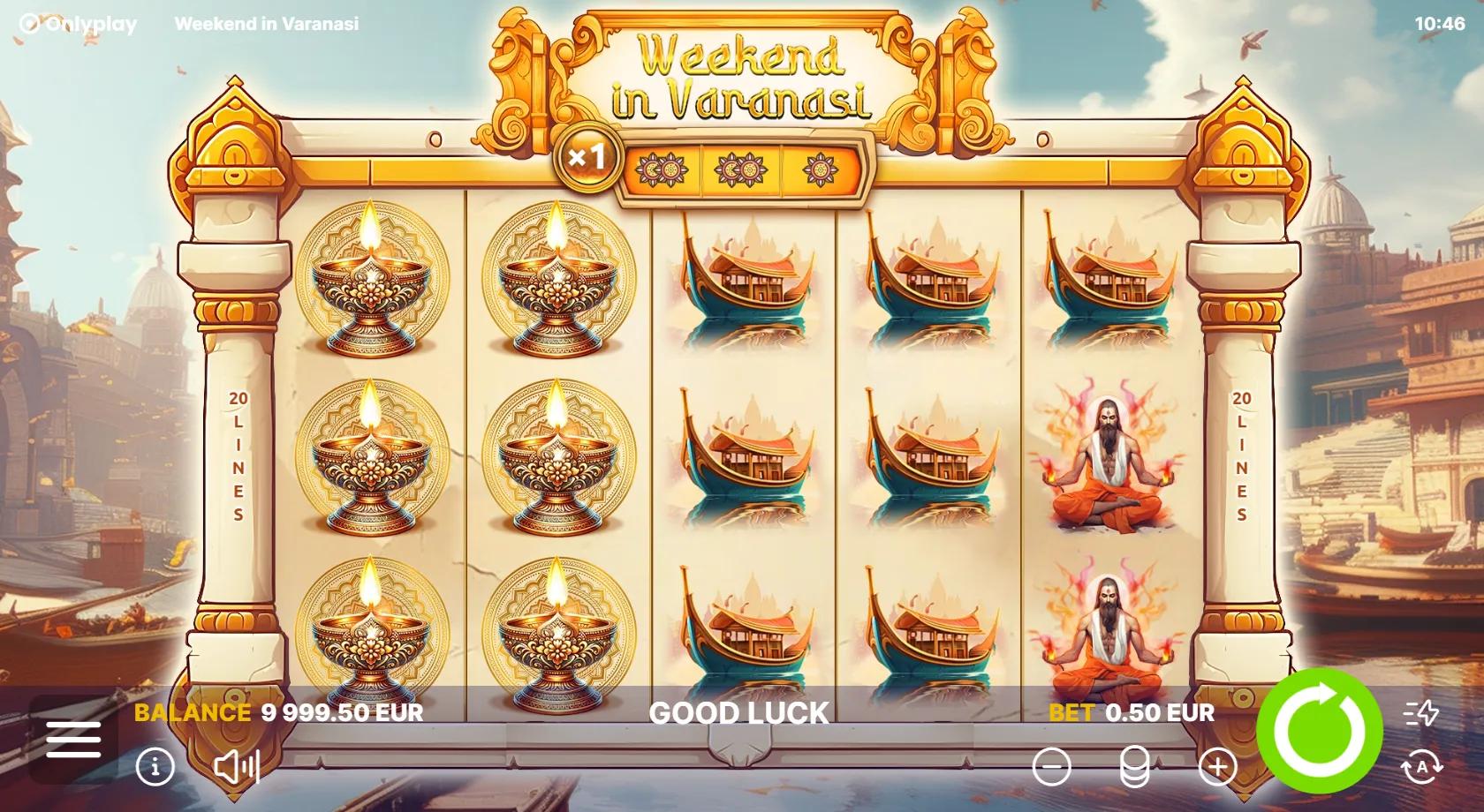 Weekend in Varanasi slot gameplay screenshot