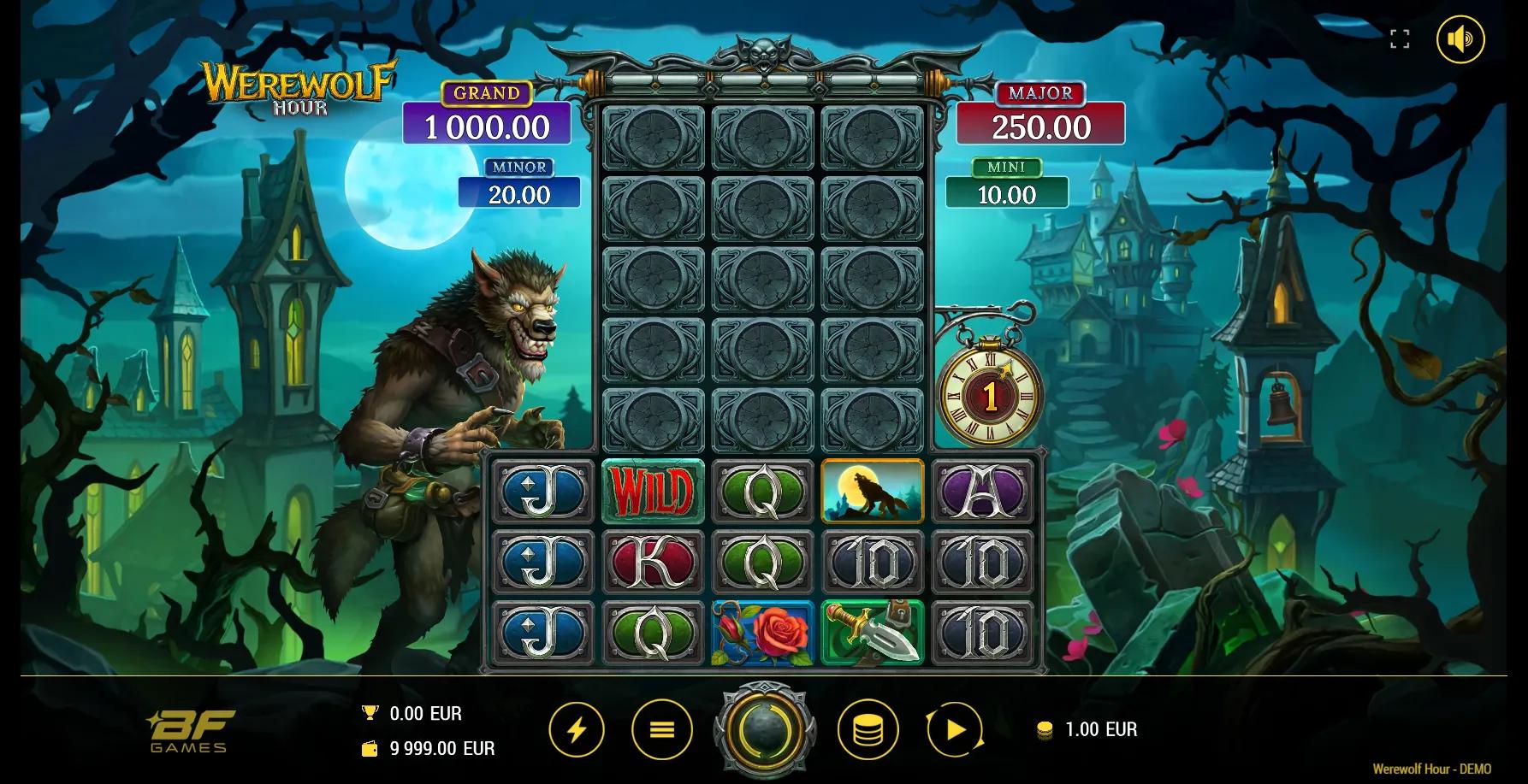 Werewolf Hour slot gameplay screenshot