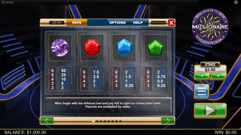 Who Wants to Be a Millionaire Megaways gameplay screenshot