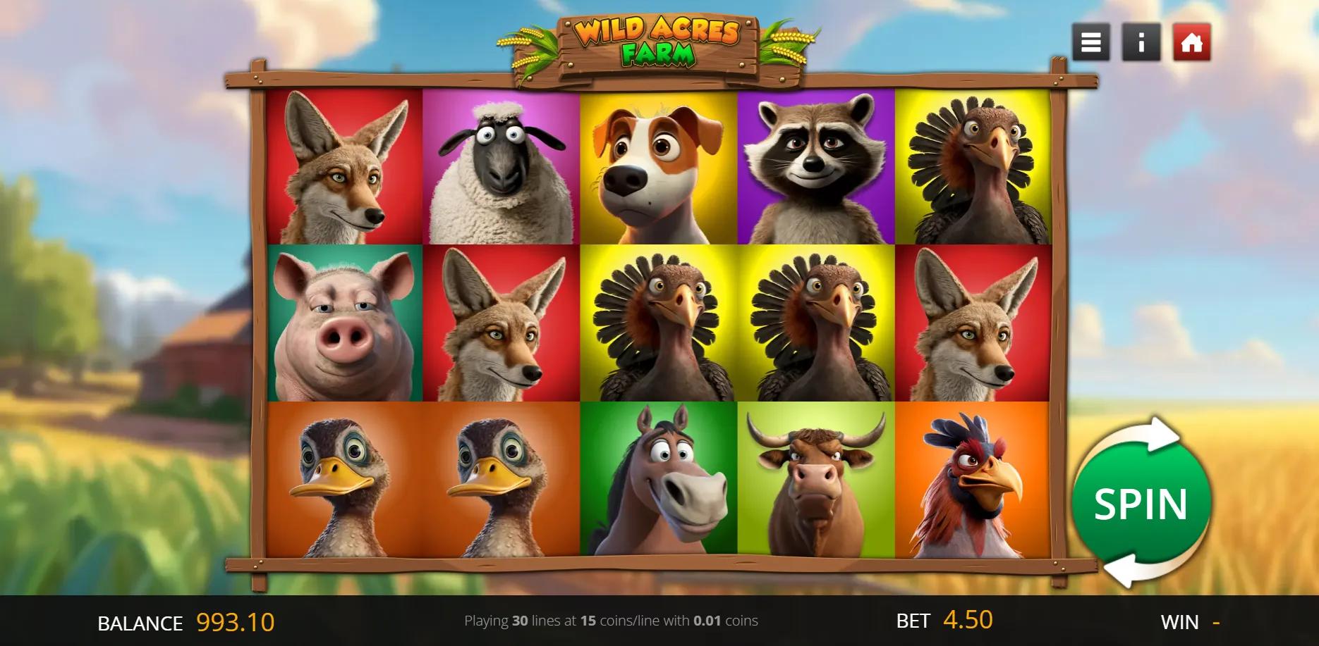 Wild Acres Farm slot gameplay screenshot