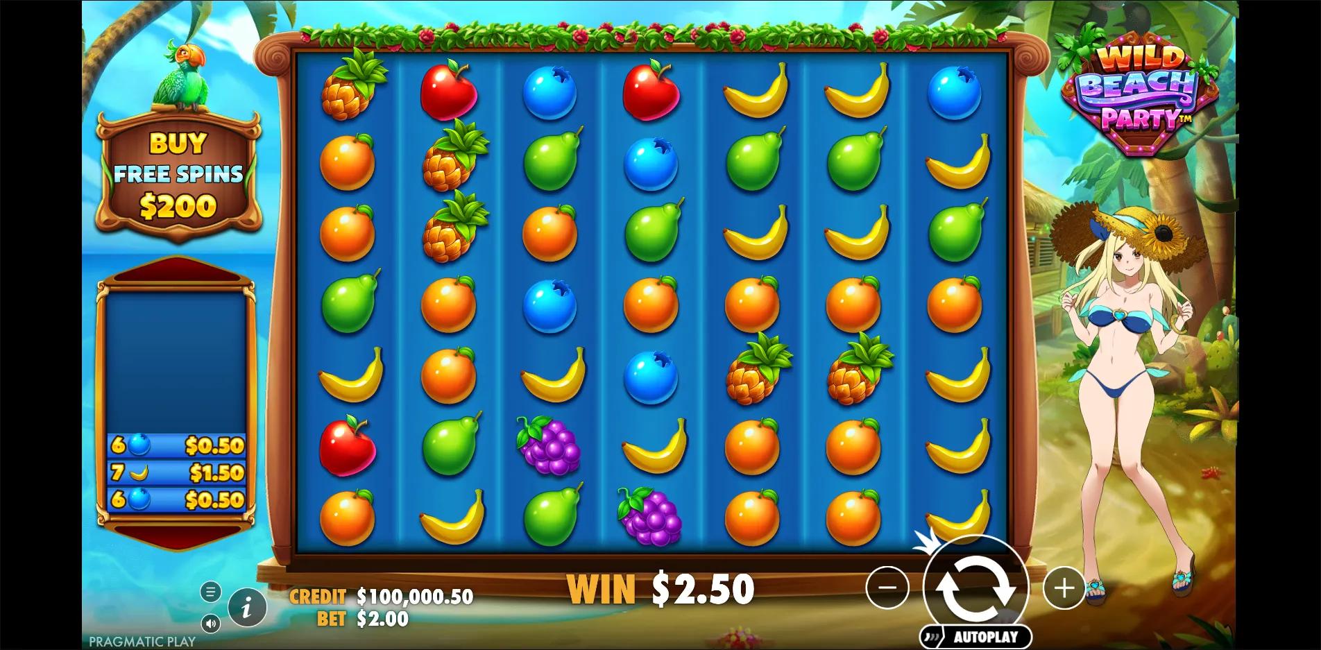 Wild Beach Party slot gameplay screenshot