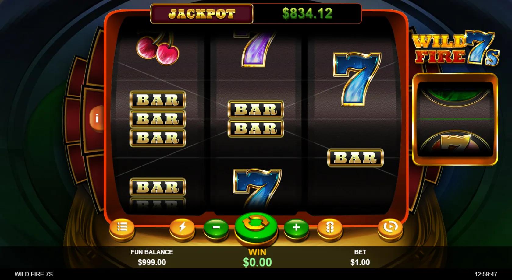 Wild Fire 7s slot gameplay screenshot