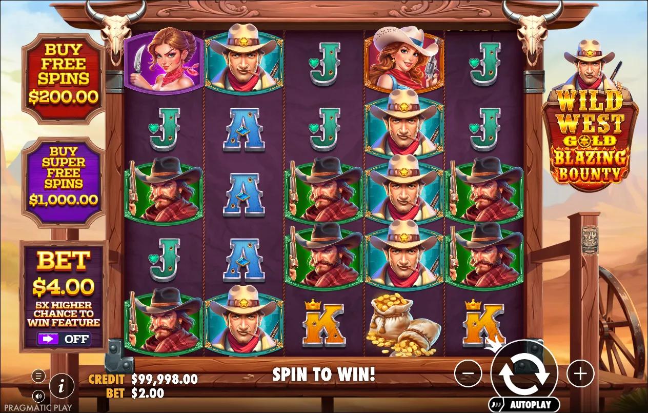 Wild West Gold Blazing Bounty slot gameplay screenshot