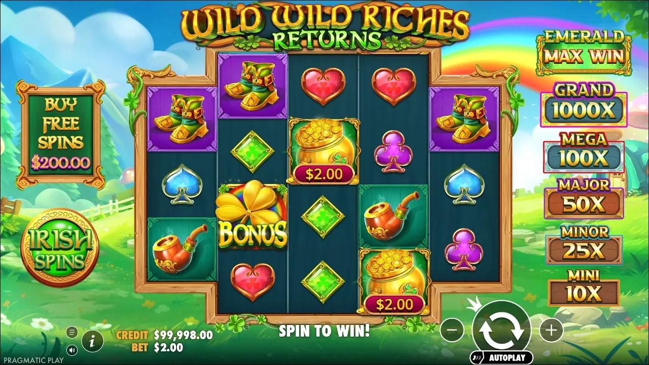 Wild Wild Riches Returns slot gameplay screenshot