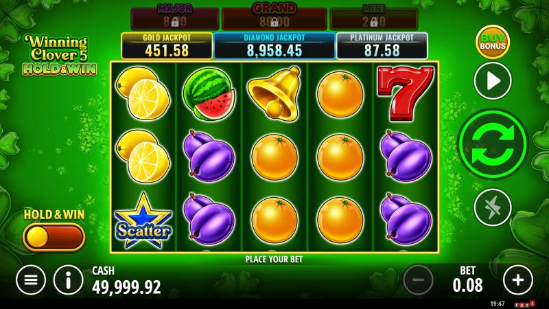 Winning Clover 5 Hold & Win gameplay screenshot