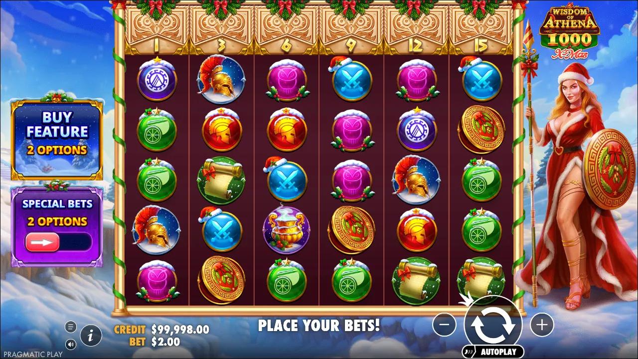 Wisdom of Athena 1000 Xmas slot gameplay screenshot