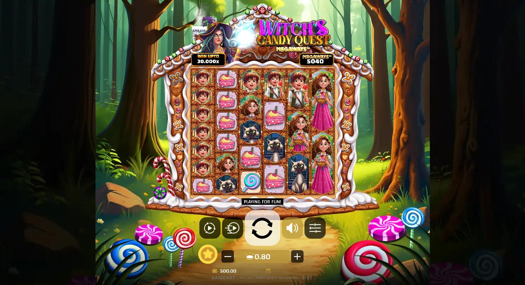 Witch's Candy Quest Megaways slot gameplay screenshot