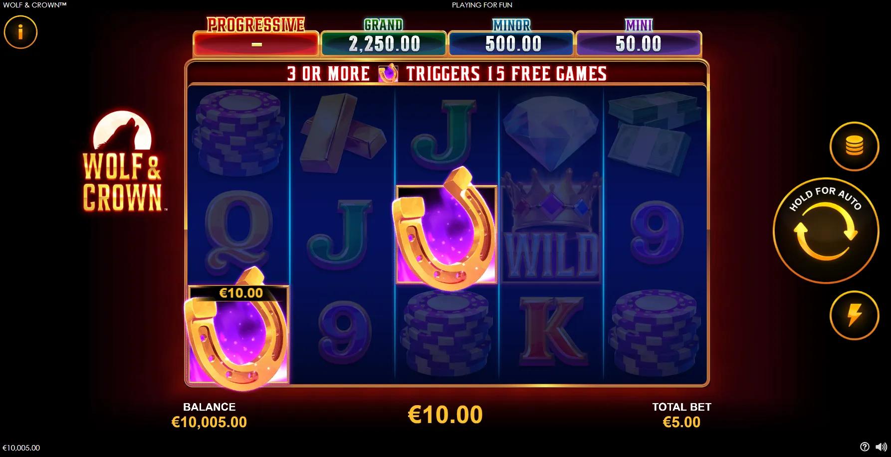 Wolf & Crown slot gameplay screenshot