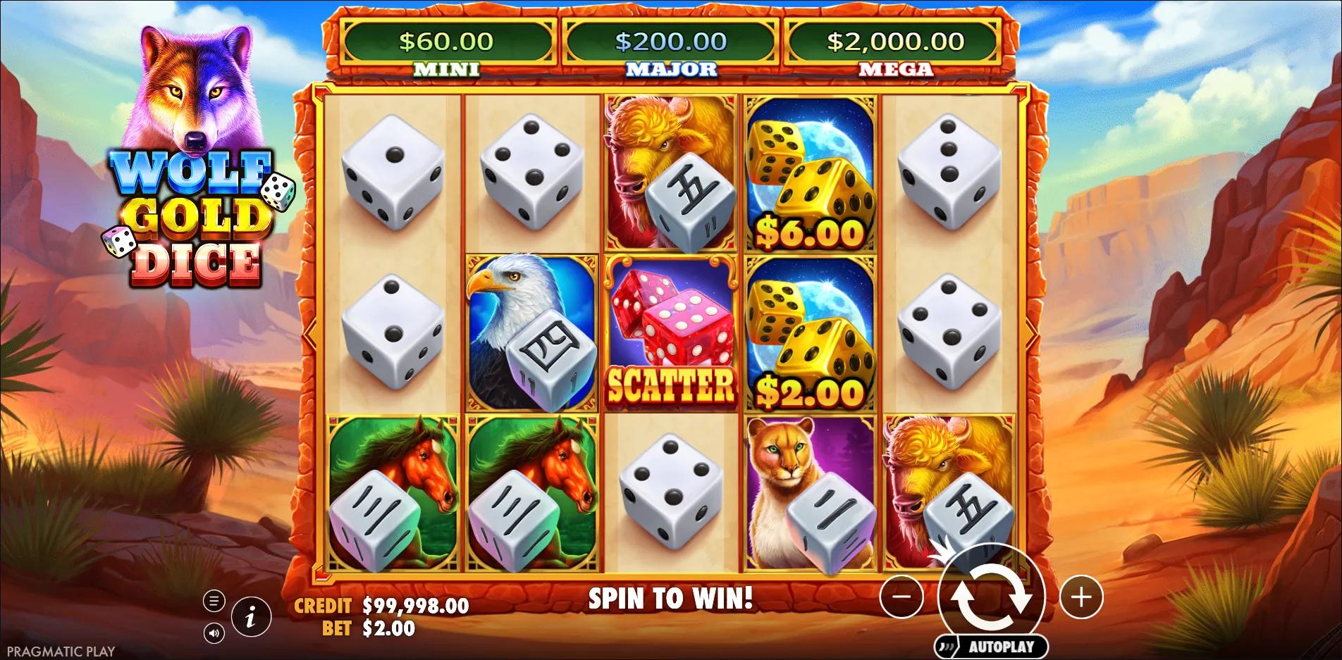 Wolf Gold Dice slot gameplay screenshot