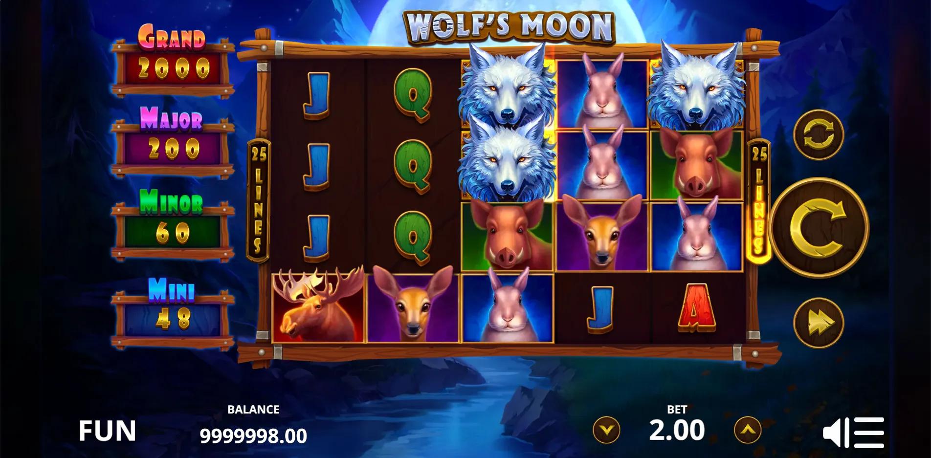 Wolf's Moon slot gameplay screenshot