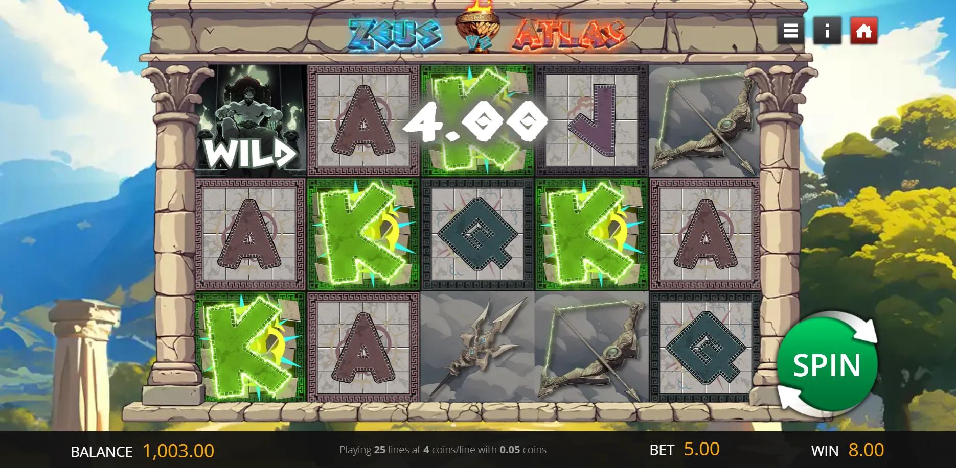 Zeus vs Atlas slot gameplay screenshot
