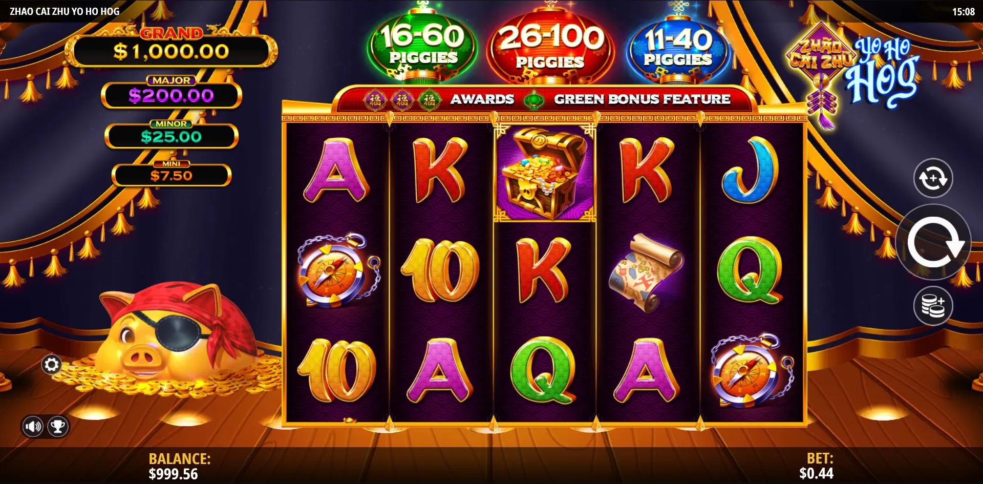 Zhao Cai Zhu: Yo Ho Hog slot gameplay screenshot