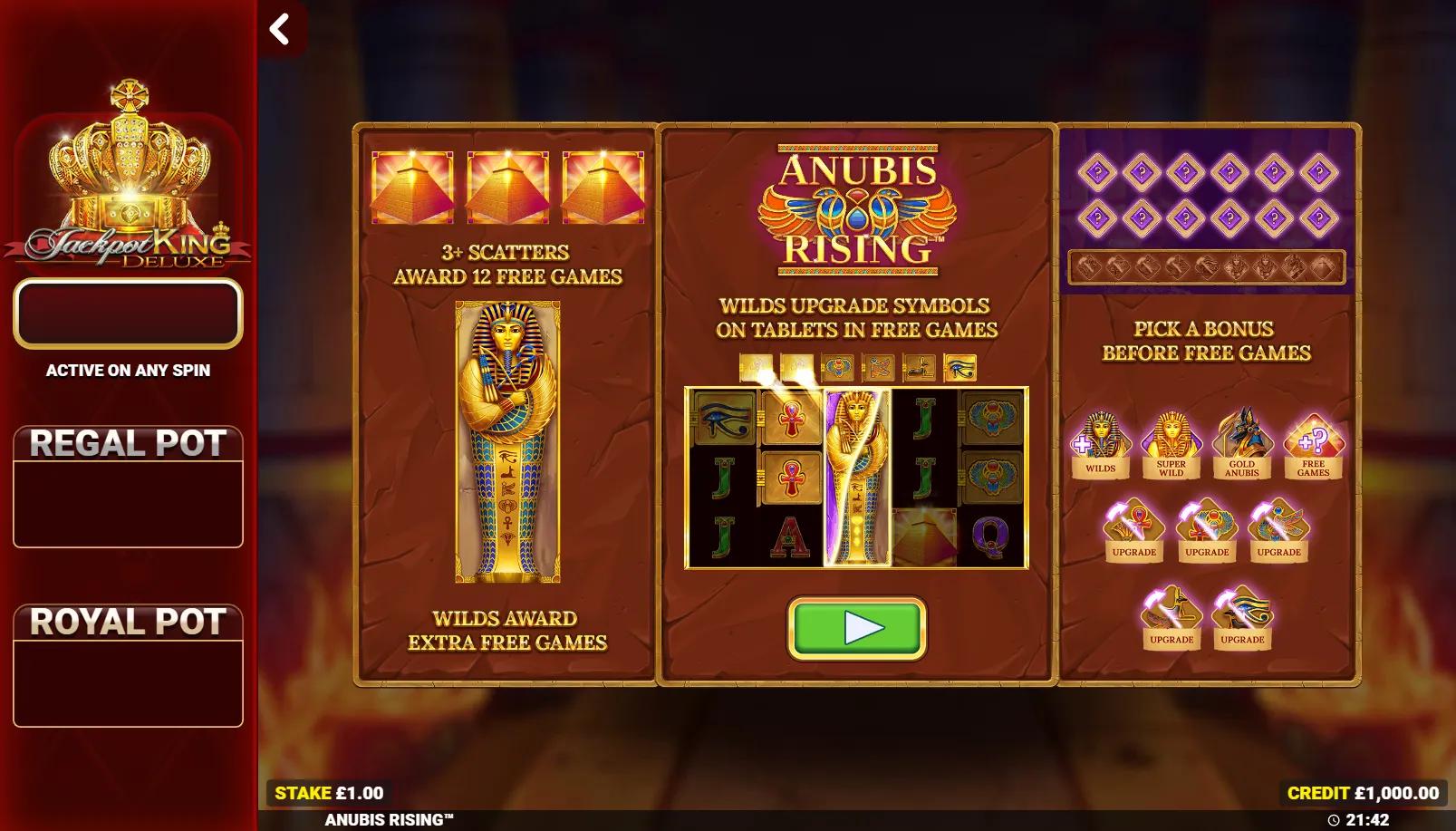 Anubis Rising Jackpot King - Blueprint Gaming Slot