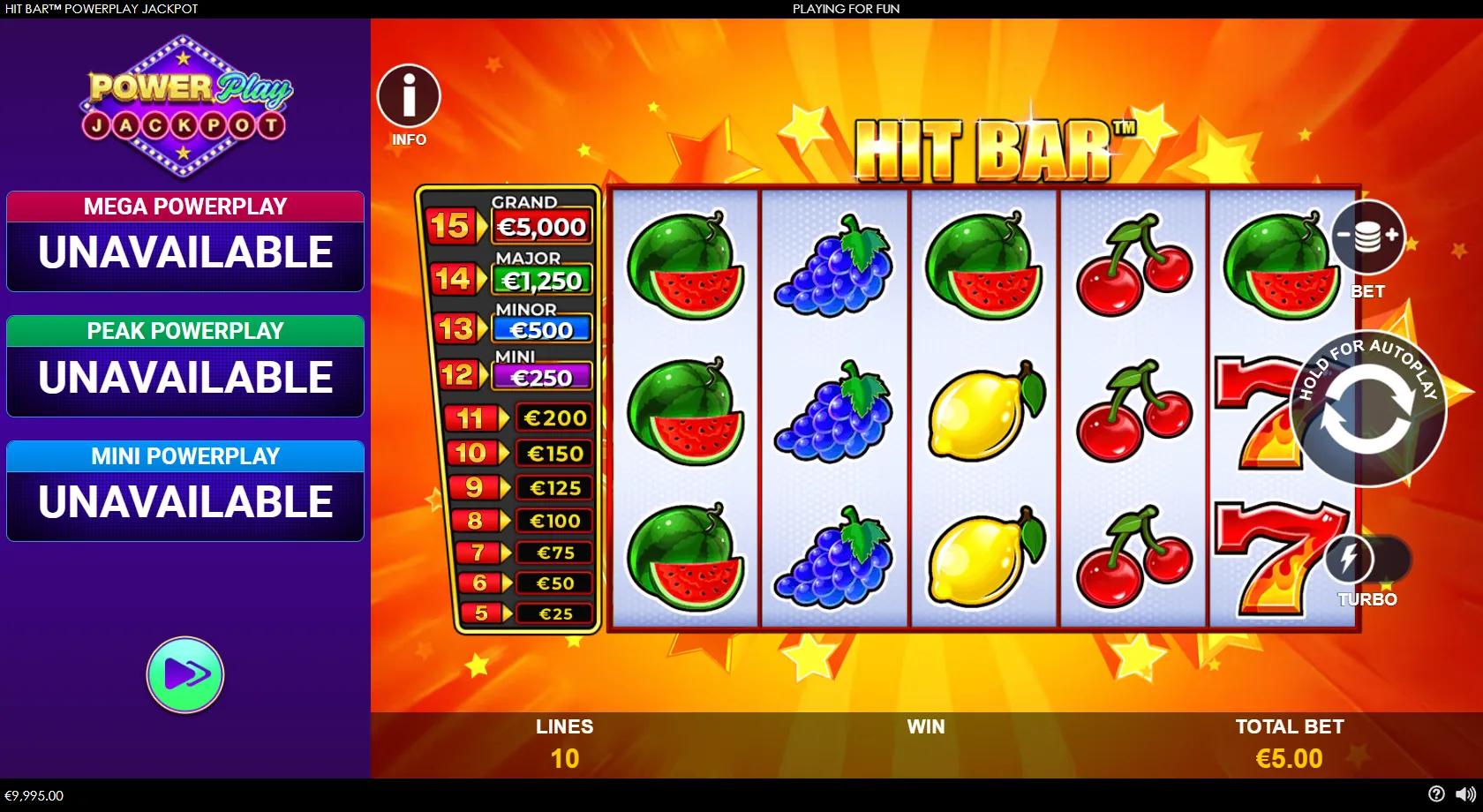 Hit Bar: PowerPlay Jackpot - Playtech Slot