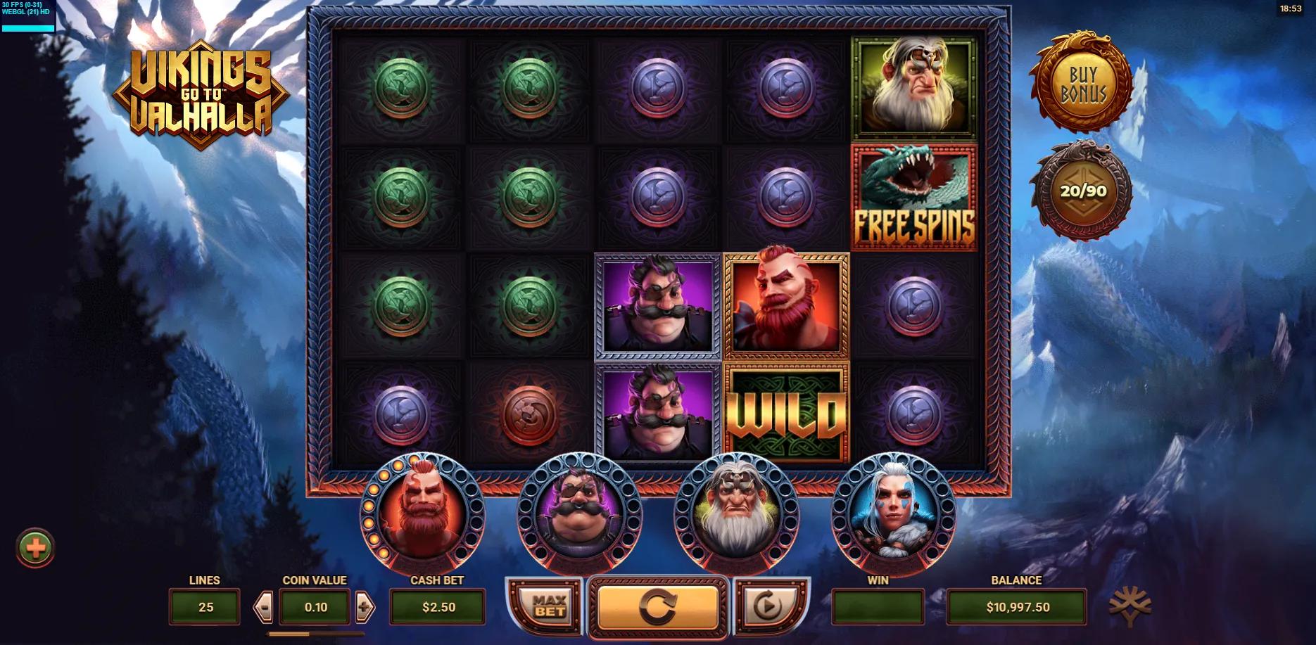 Vikings go to Valhalla slot gameplay screenshot