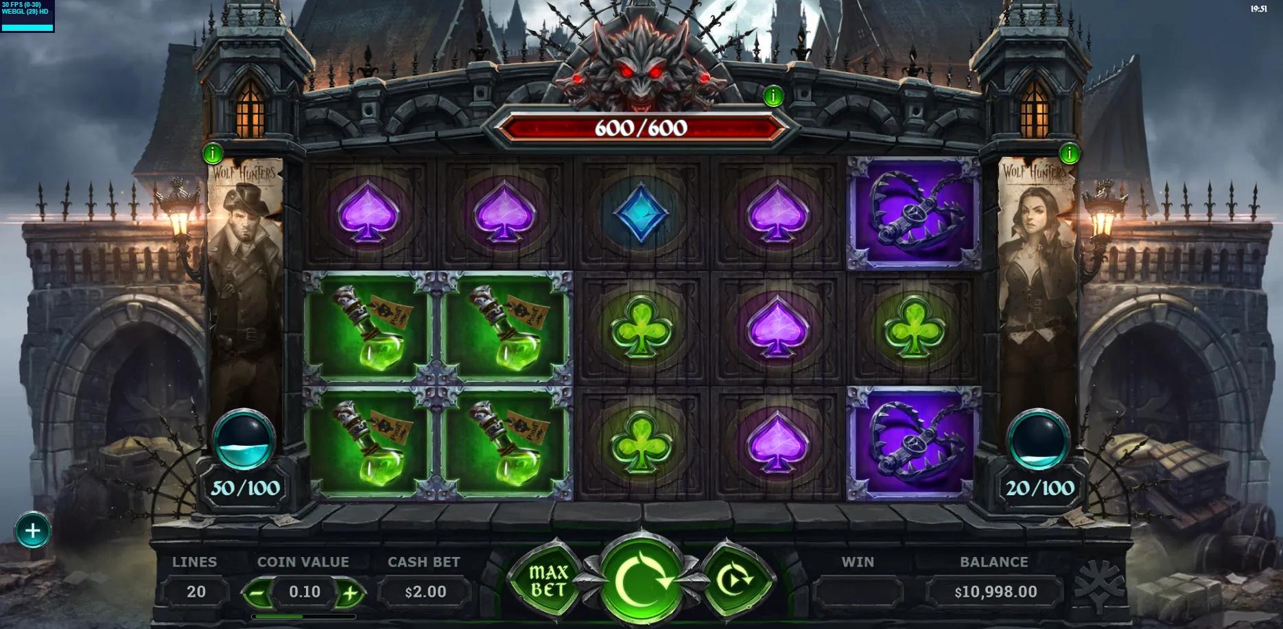 Wolf Hunters slot gameplay screenshot