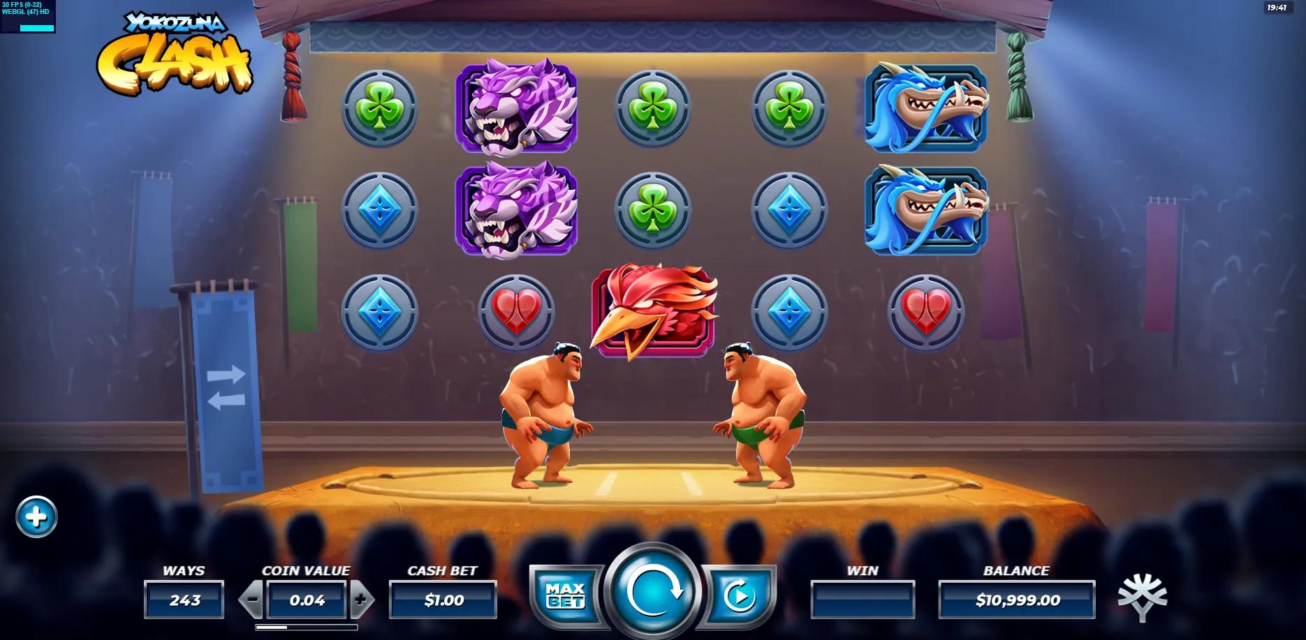 Yokozuna Clash slot gameplay screenshot